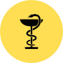 Изображение чаши со змеей в желтом круге